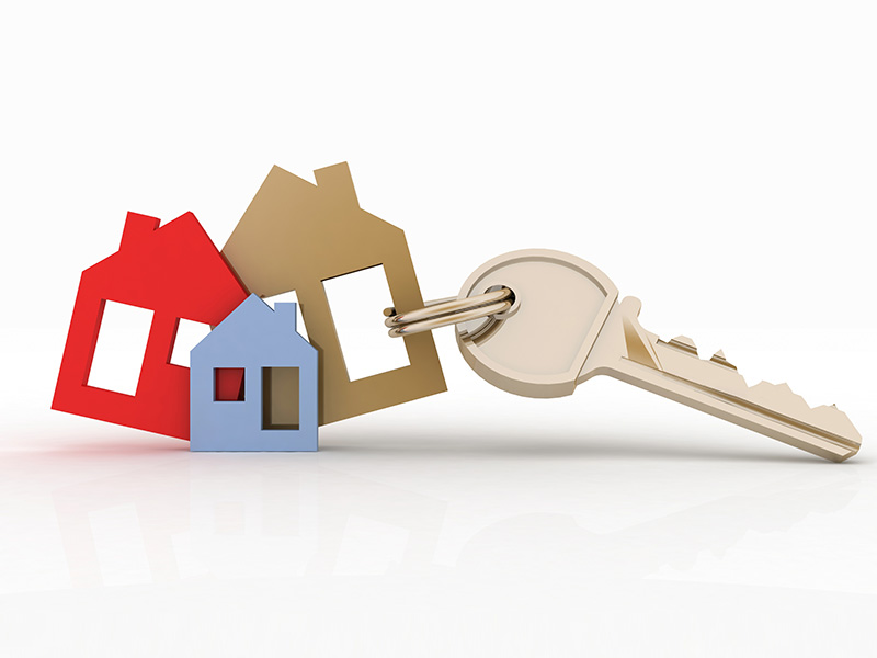 Model houses on a keyring